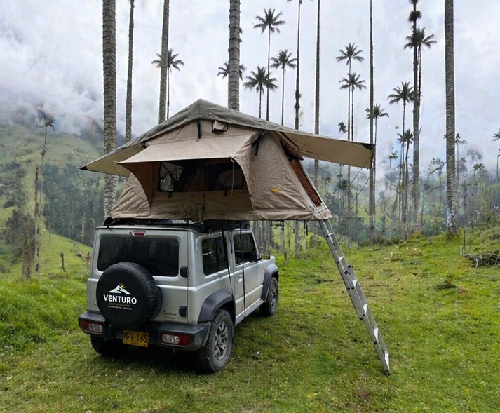 Suzuki Jimny overlanding setup in Cocora Valley